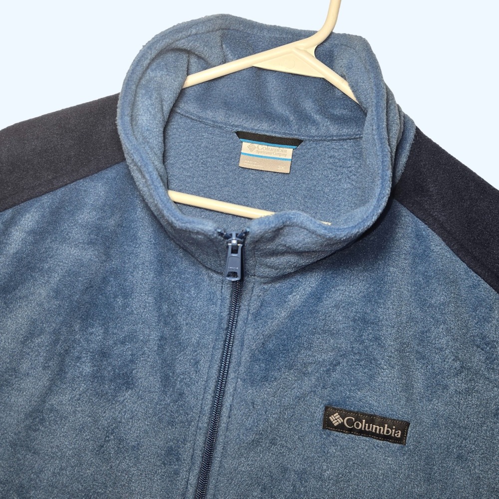 Columbia Mountain Fleece Vest Full Zip Navy Blue Mens 3X AS1535 Mock Neck